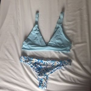 Light Blue Tropical Print Bikini